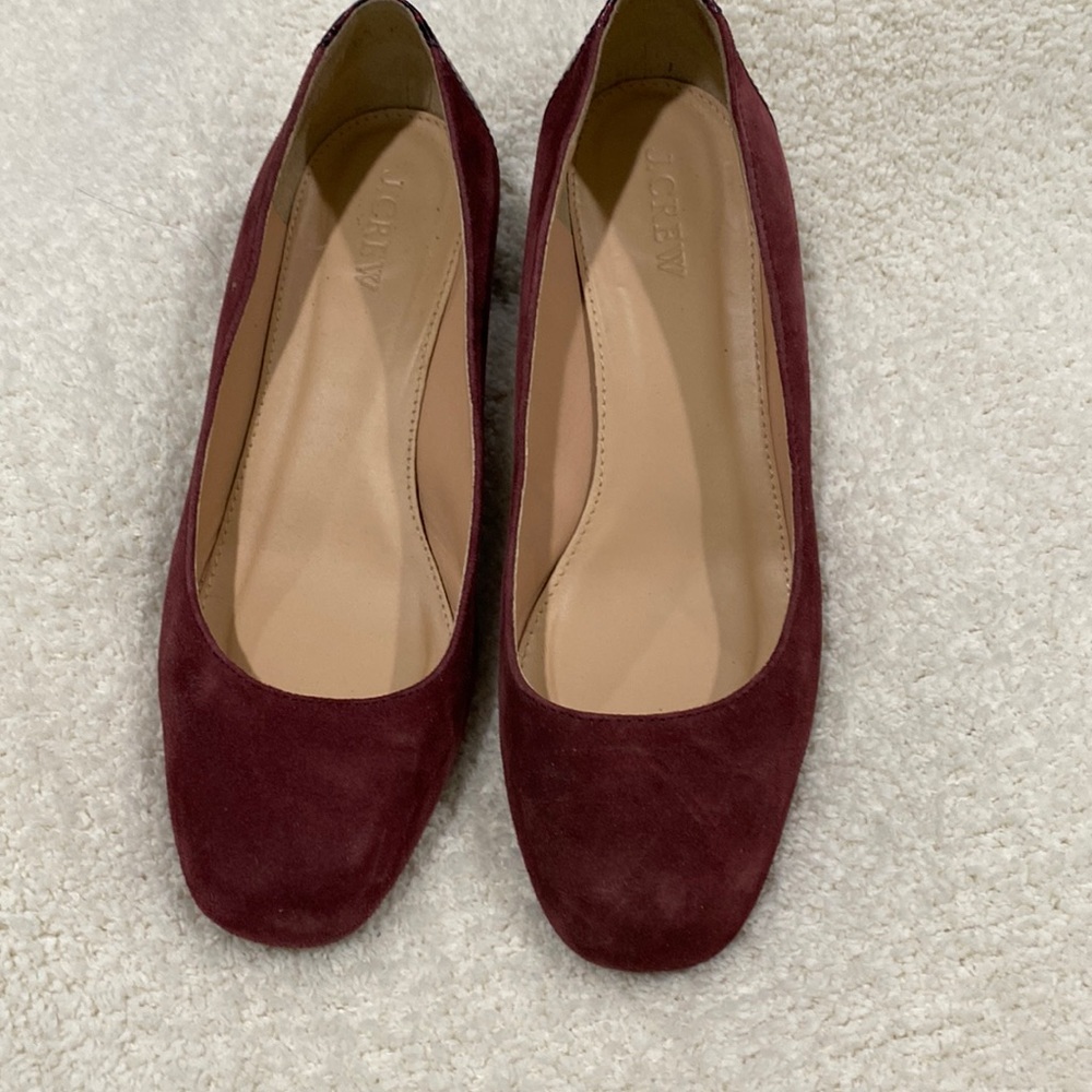 J. Crew | Evelyn Suede Chunky Heels Burgundy Size 7.5 very good condition